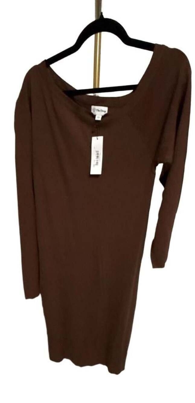 The Drop Giselle Maxi Dress Size XXL Brown Long Sleeve Knit